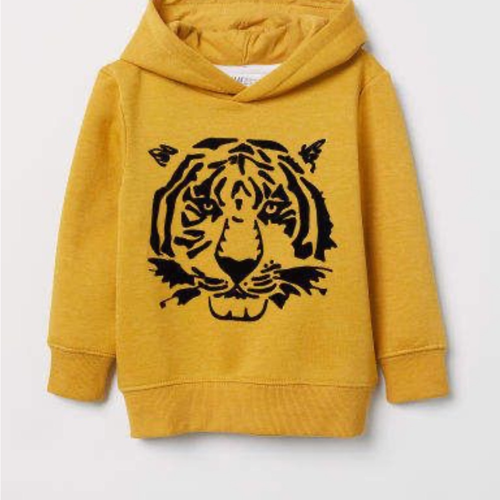 H&M Yellow Tiger Face Hoodie Sweatshirt